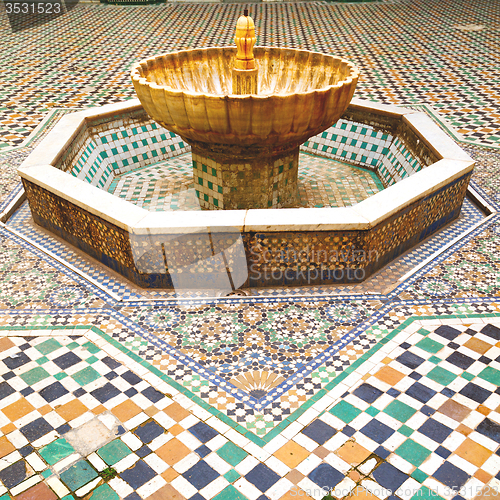 Image of fountain in morocco africa old antique construction  mousque pal