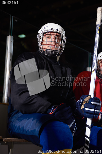 Image of ice hockey players on bench