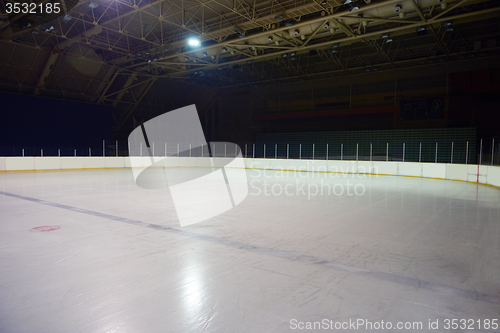 Image of empty ice rink, hockey arena