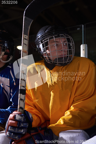 Image of ice hockey players on bench