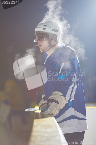 Image of ice hockey players on bench