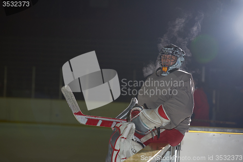 Image of ice hockey players on bench