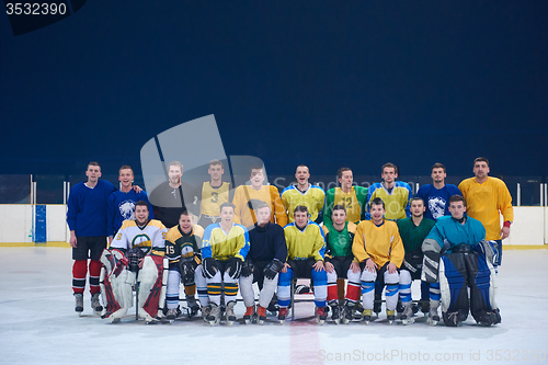 Image of ice hockey players team portrait