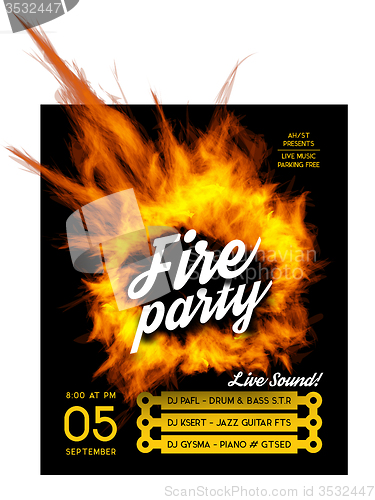 Image of Fire party poster template. 