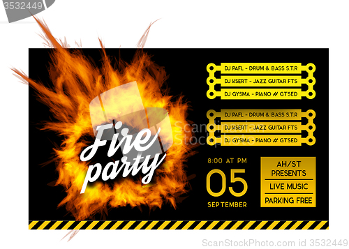 Image of Fire party poster template. 