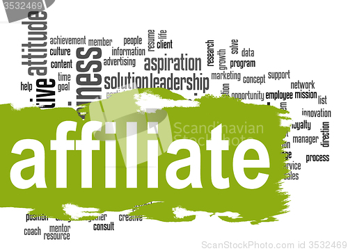 Image of Affiliate word cloud with green banner