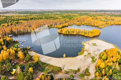 Image of Boats and yachts at sailor club area. Tyumen. Russia