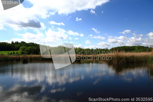 Image of czech lake and the blue sky