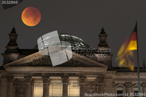 Image of Reichstag with Bloody Moon, Berlin, Germany