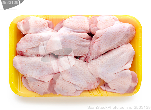 Image of chicken meat package on white background