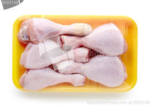 Image of chicken meat package on white background