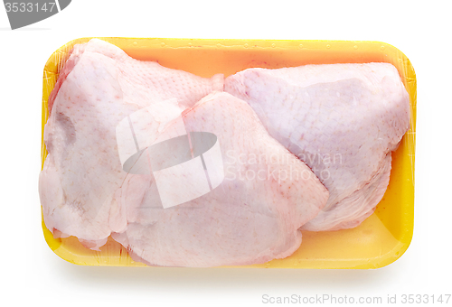 Image of chicken meat package on white background