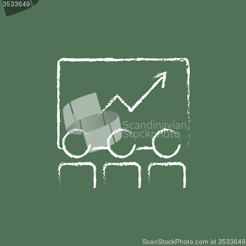 Image of Business growth icon drawn in chalk.