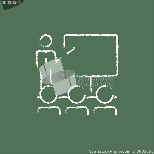 Image of Business presentation icon drawn in chalk.