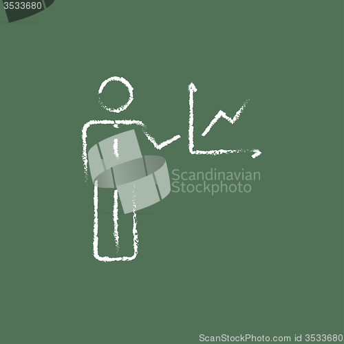 Image of Business report icon drawn in chalk.