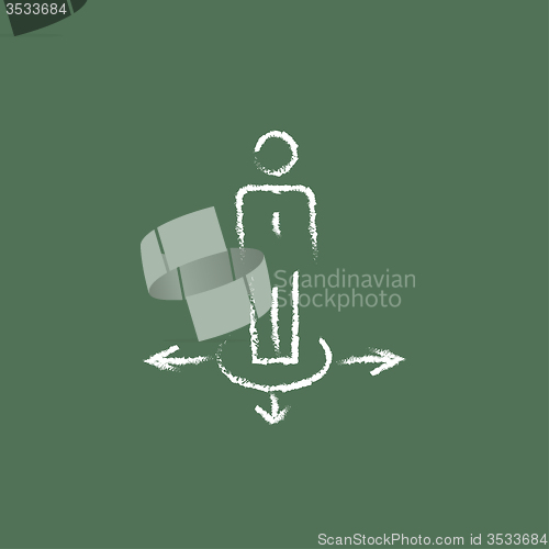 Image of Businessman on three ways icon drawn in chalk.