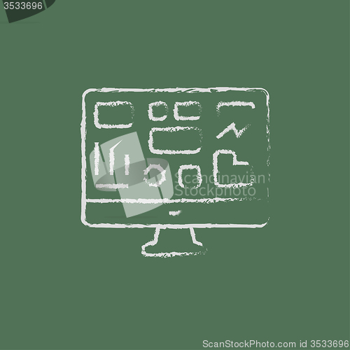 Image of Monitor with a business graph icon drawn in chalk.