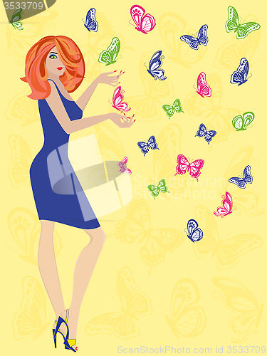 Image of Woman with butterflies