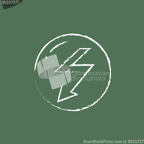 Image of Lightning arrow downward icon drawn in chalk.