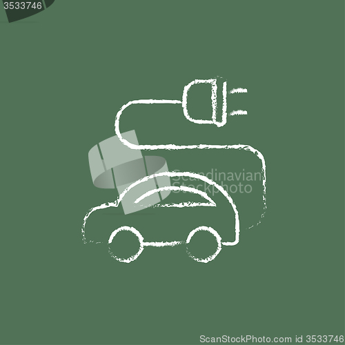 Image of Electric car icon drawn in chalk.