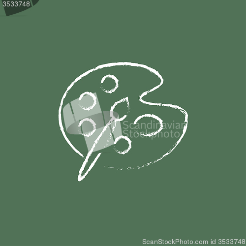 Image of Paint brush with palette icon drawn in chalk.