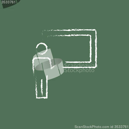 Image of Professor and blackboard icon drawn in chalk.