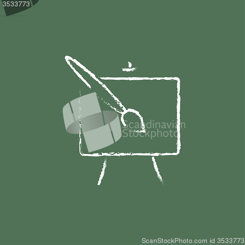 Image of Easel and paint brush icon drawn in chalk.