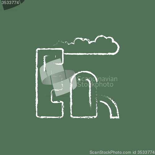 Image of Refinery plant icon drawn in chalk.