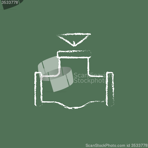 Image of Gas pipe valve icon drawn in chalk.