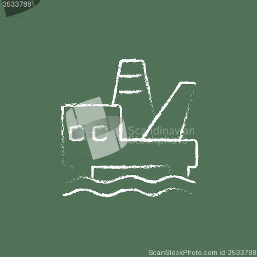 Image of Offshore oil platform icon drawn in chalk.