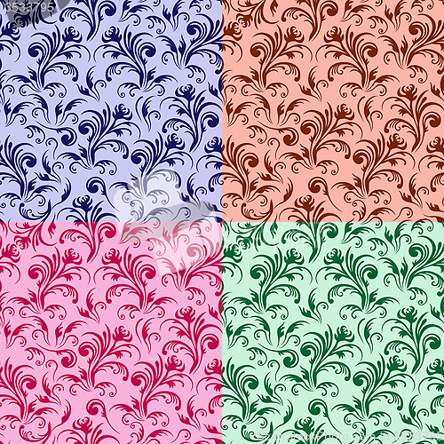 Image of Four stylized swirl floral patterns