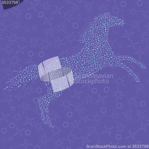 Image of Mosaic in the shape of a horse on the seamless pattern backgroun