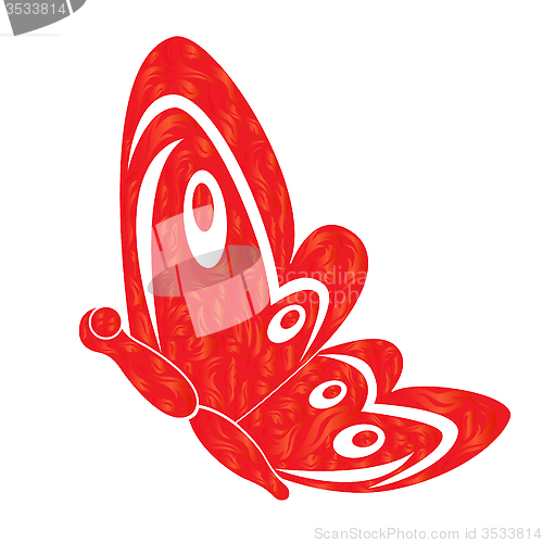 Image of Red Fiery Butterfly Over White