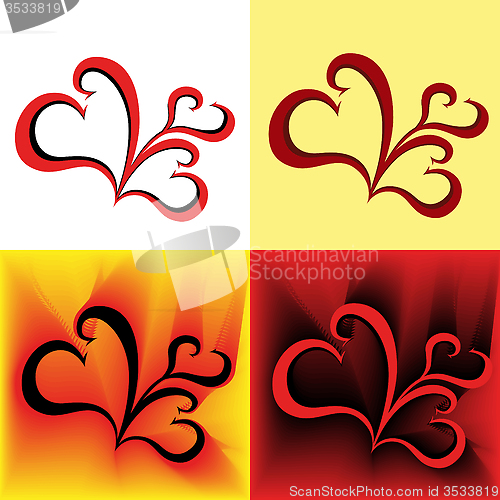Image of Four stylized swirl images as a hearts 