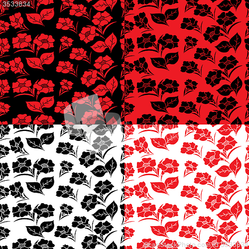 Image of Four seamless floral patterns