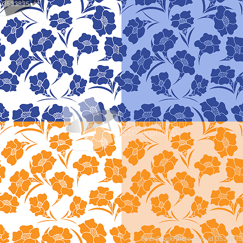 Image of Four seamless herbal patterns