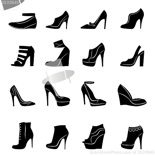 Image of Set of sixteen models of stylish women footwear