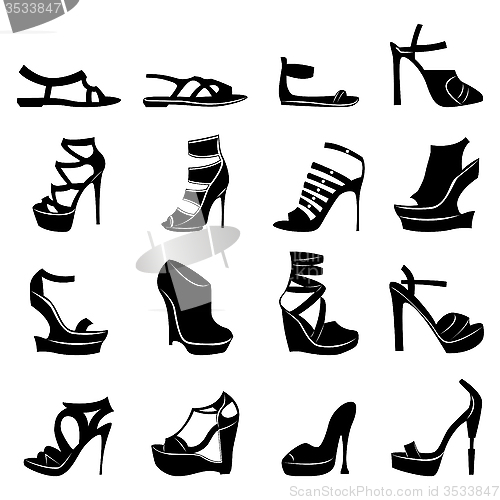 Image of Set of various stylish models of women footwear