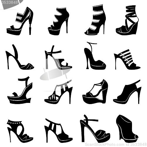 Image of Sixteen various stylish models of women footwear