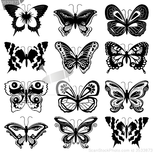 Image of Set of butterfly silhouettes