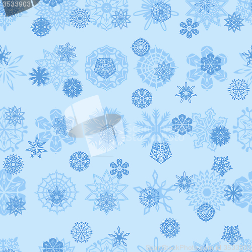 Image of Blue snowflakes seamless illustration