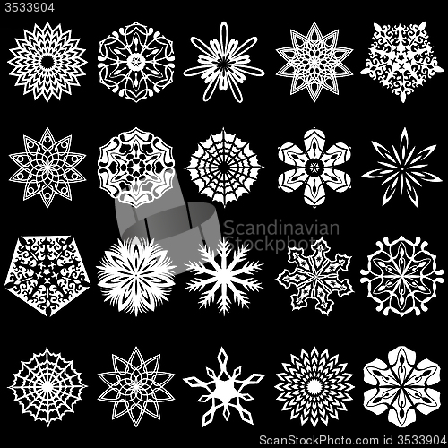 Image of Set of snowflakes silhouettes