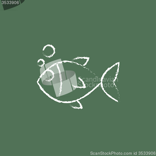 Image of Little fish under water icon drawn in chalk.