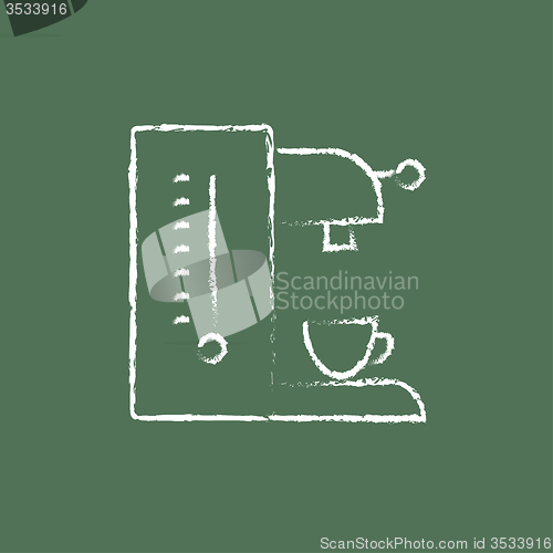 Image of Coffee maker icon drawn in chalk.