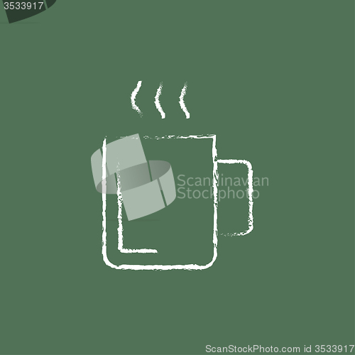 Image of Mug of hot drink icon drawn in chalk.