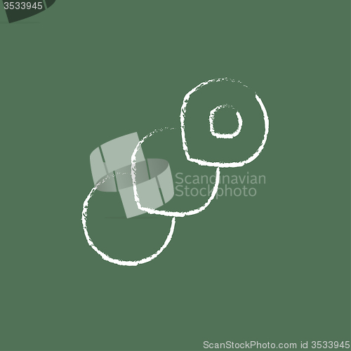 Image of Spiral bread icon drawn in chalk.