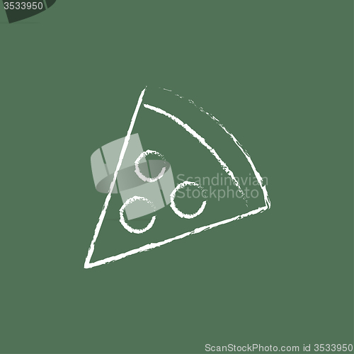 Image of Pizza slice icon drawn in chalk.