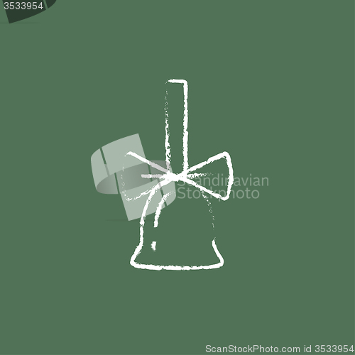 Image of School bell with ribbon icon drawn in chalk.