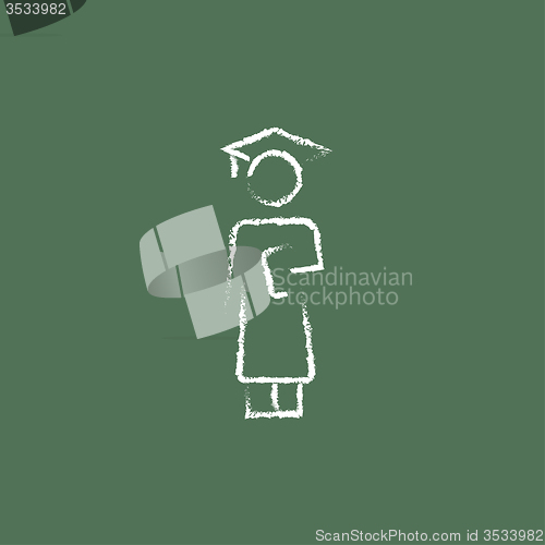 Image of Graduation icon drawn in chalk.