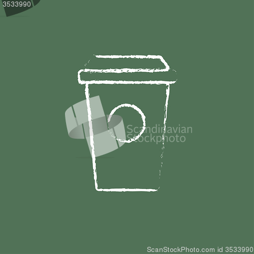 Image of Disposable cup icon drawn in chalk.